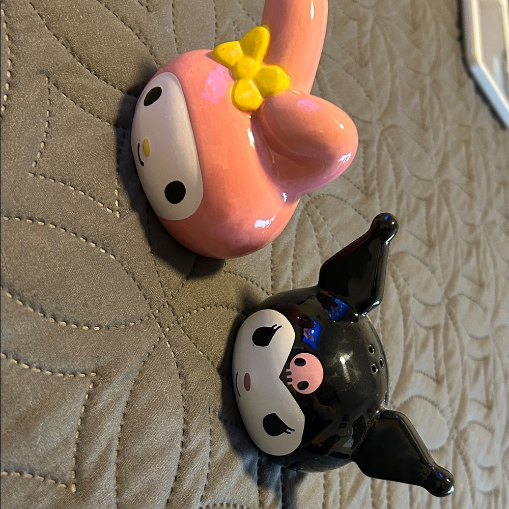 Hello Kitty Pink and Black Character Salt and Pepper Shakers